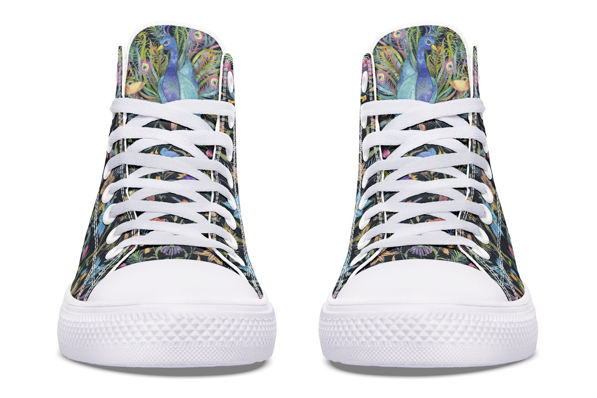 Watercolor Peacock Floral Hightops