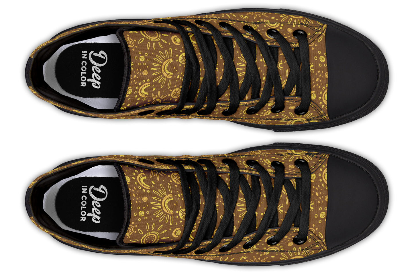 Yellow Sun And Rainbow Lines Hightops