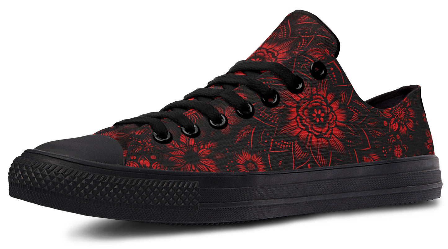 Red Mandala Flower Lowtops