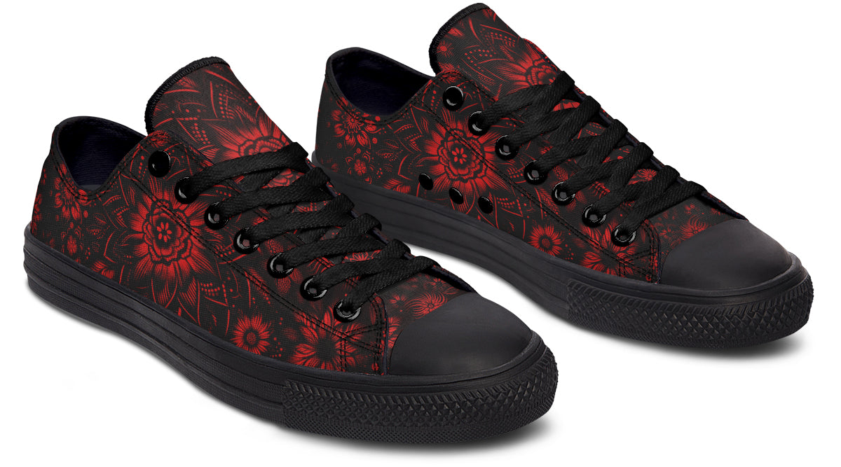 Red Mandala Flower Lowtops