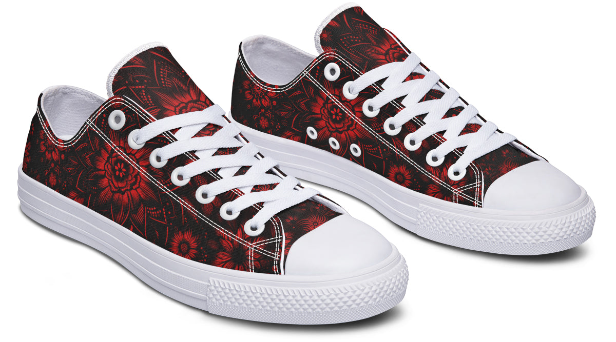 Red Mandala Flower Lowtops