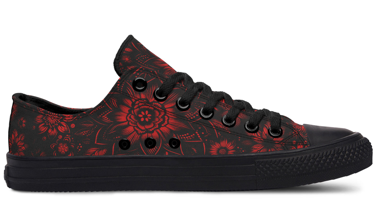Red Mandala Flower Lowtops