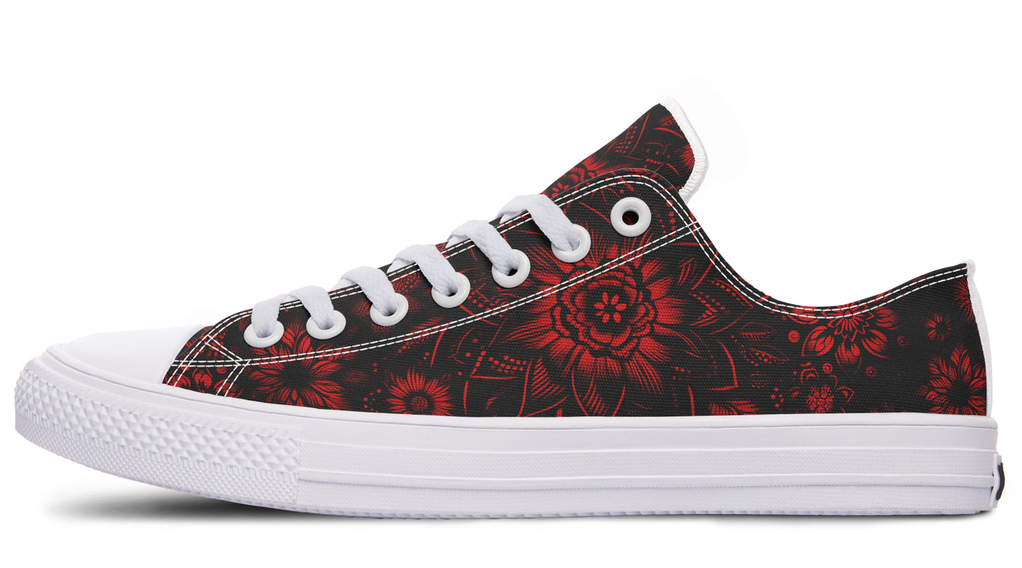 Red Mandala Flower Lowtops