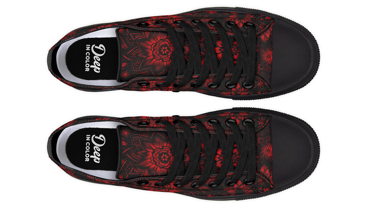 Red Mandala Flower Lowtops