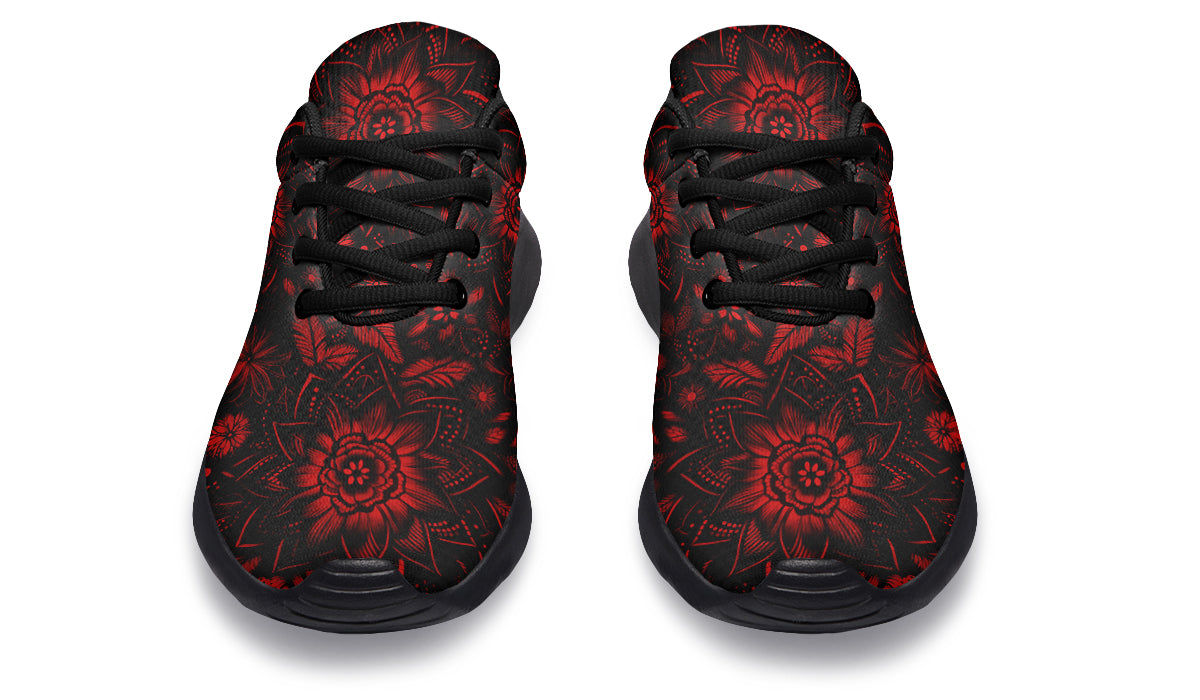 Red Mandala Flower Sneakers