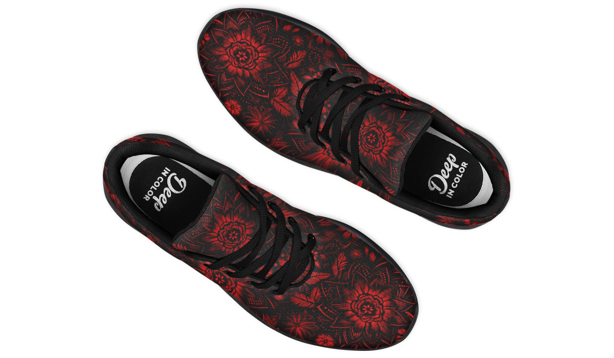 Red Mandala Flower Sneakers