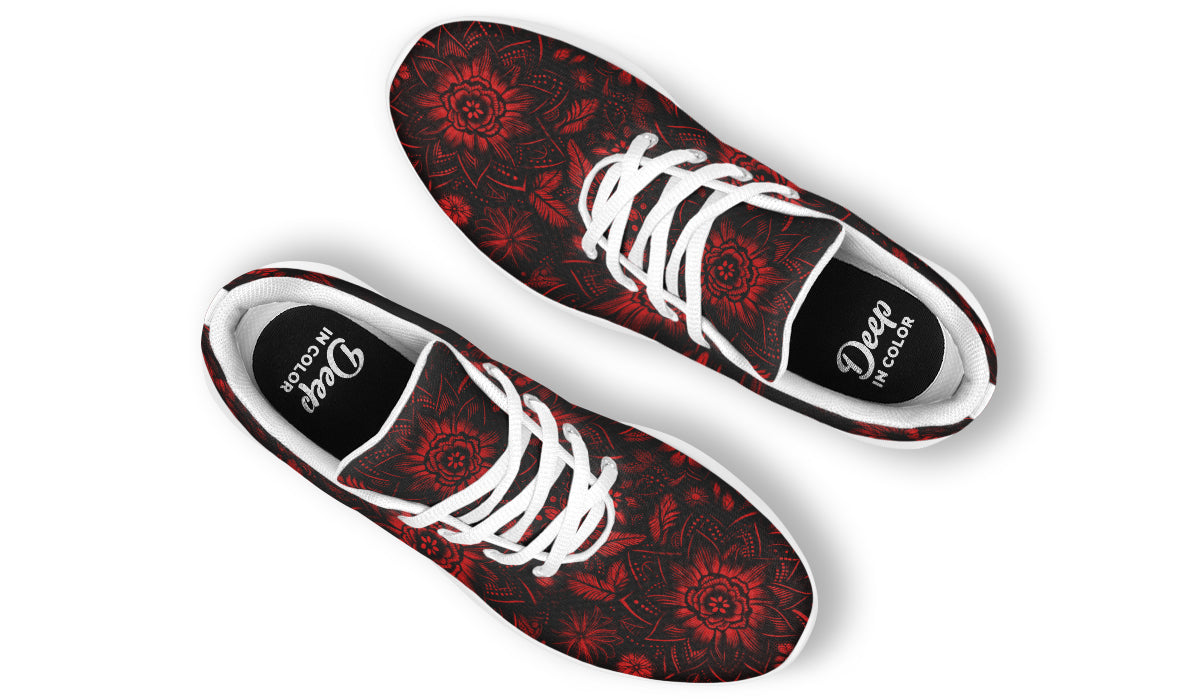 Red Mandala Flower Sneakers
