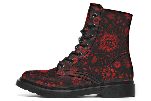 Red Mandala Flower Boots