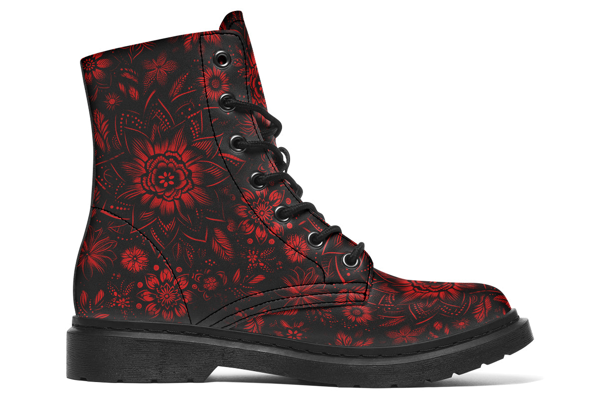 Red Mandala Flower Boots