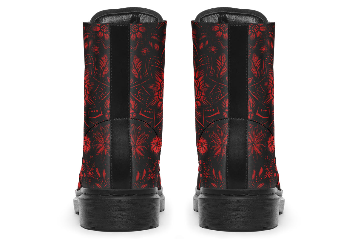 Red Mandala Flower Boots