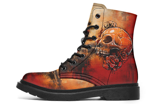 Rusty Skull And Roses Boots