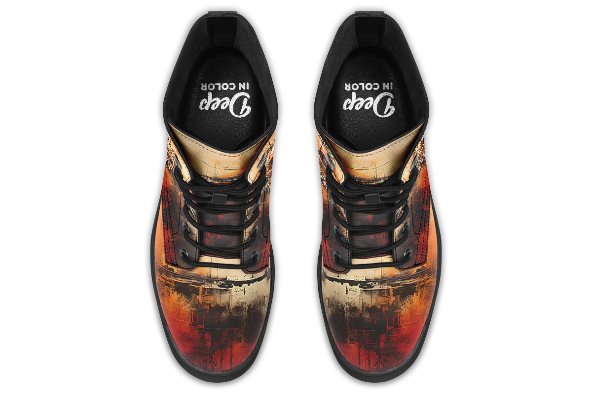 Rusty Skull And Roses Boots