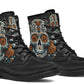 Sugar Skull With Orange Flowers Boots
