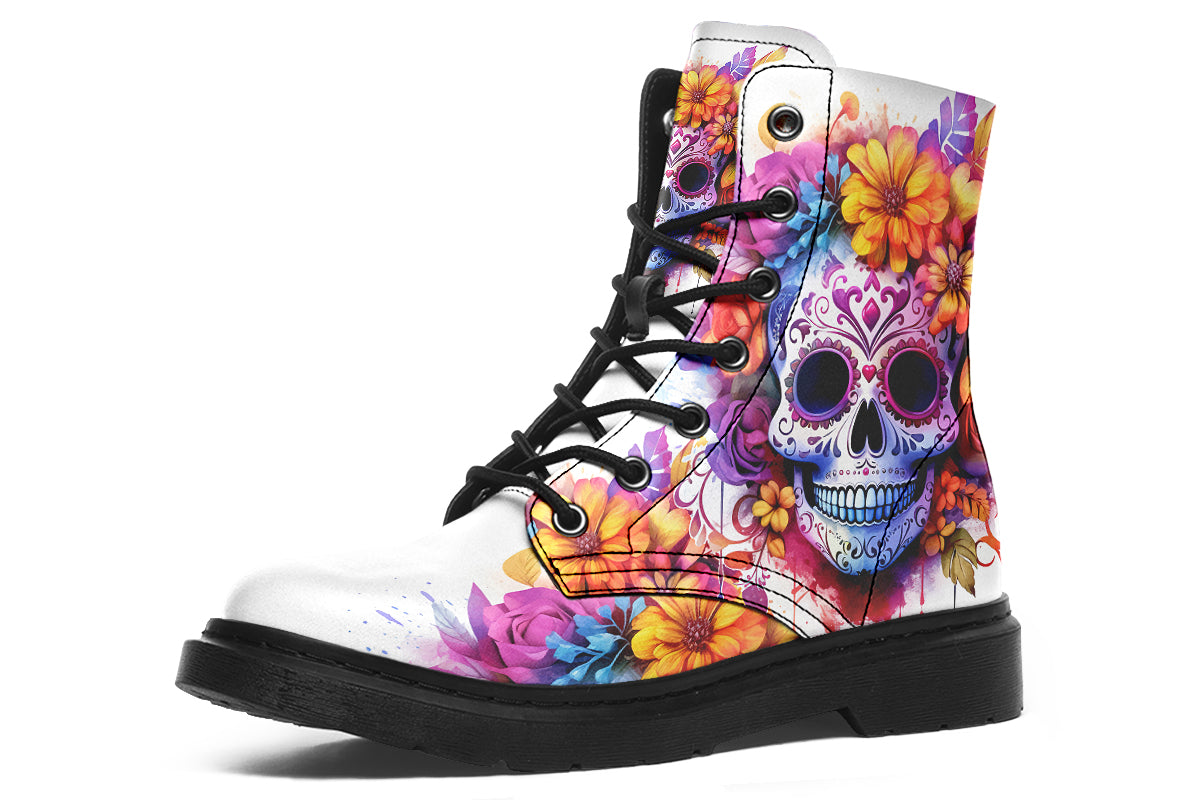 Watercolor Sugar Skull Boots