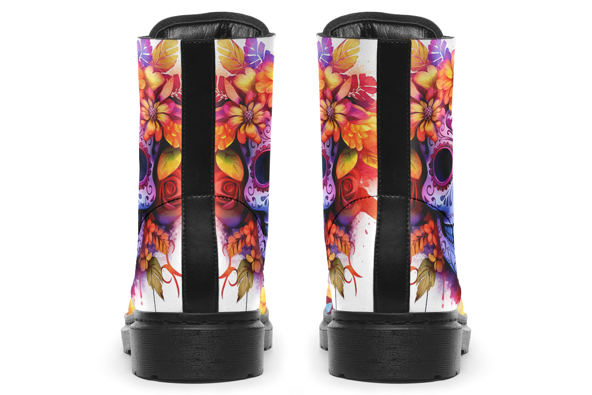 Watercolor Sugar Skull Boots
