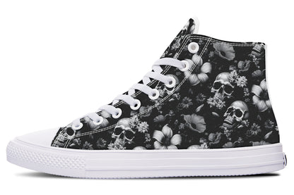 Black And White Flower Skull Hightops
