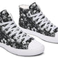 Black And White Flower Skull Hightops