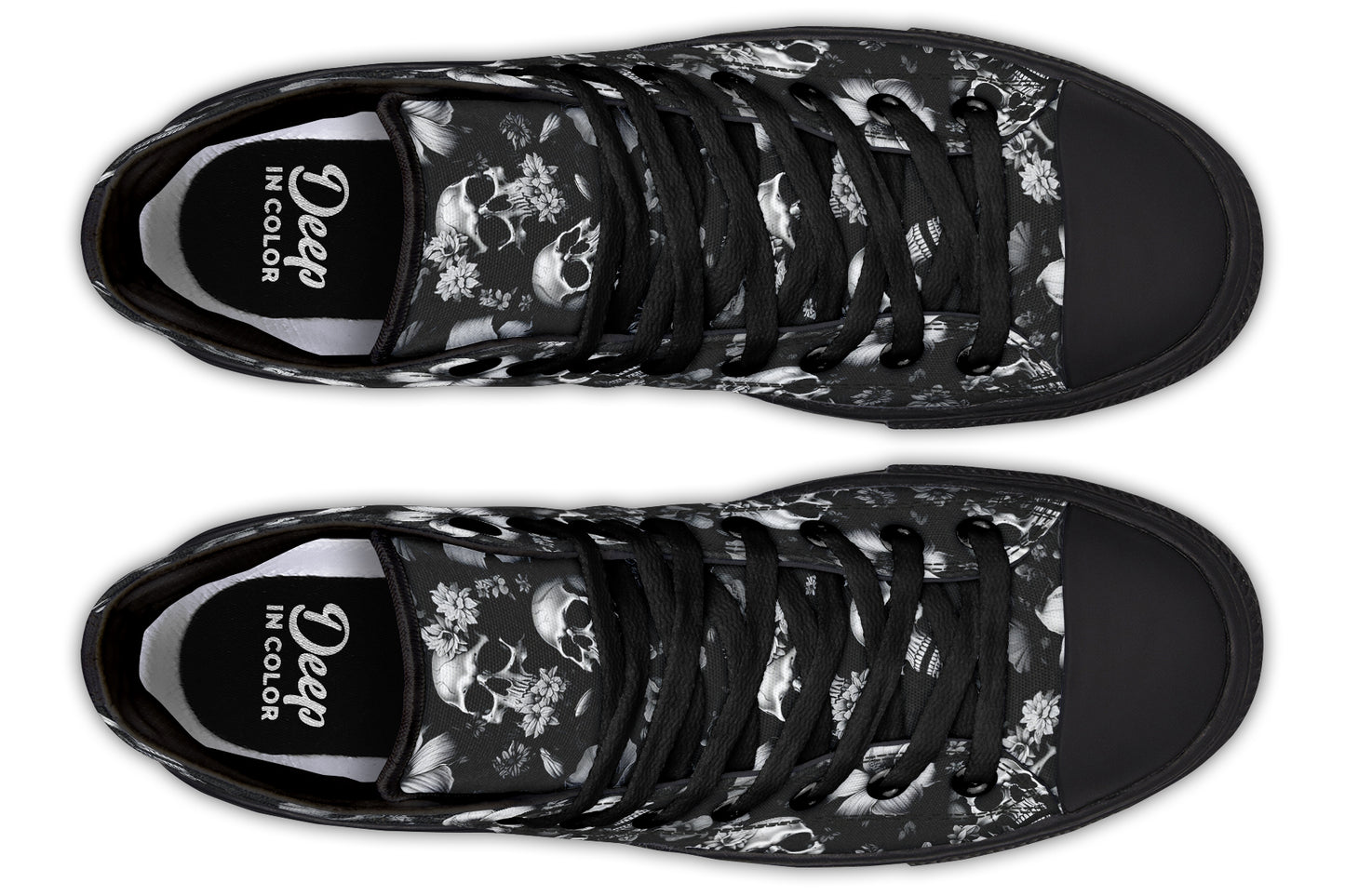 Black And White Flower Skull Hightops