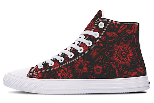 Red Mandala Flower Hightops