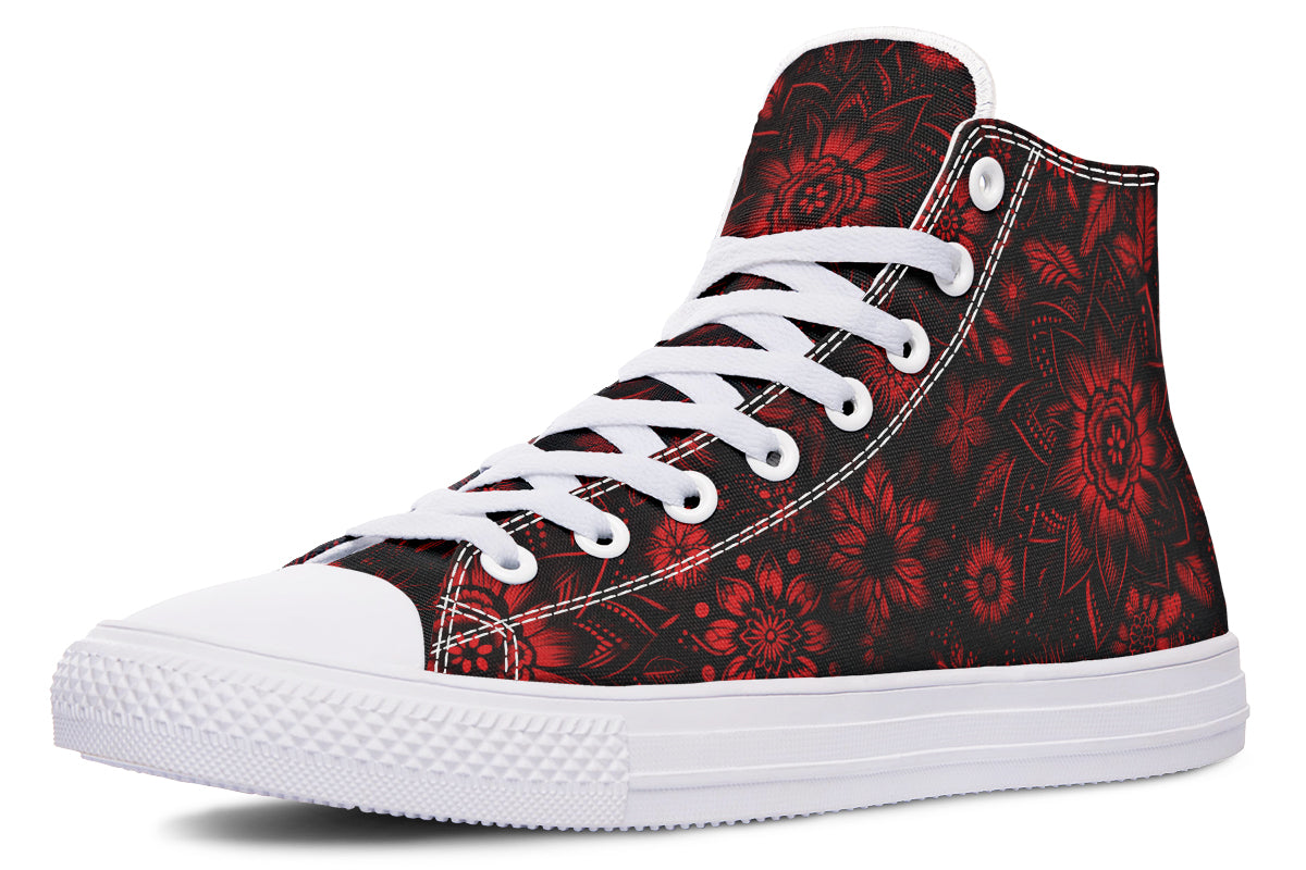 Red Mandala Flower Hightops