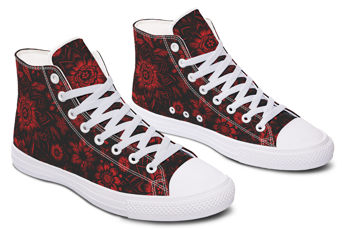 Red Mandala Flower Hightops