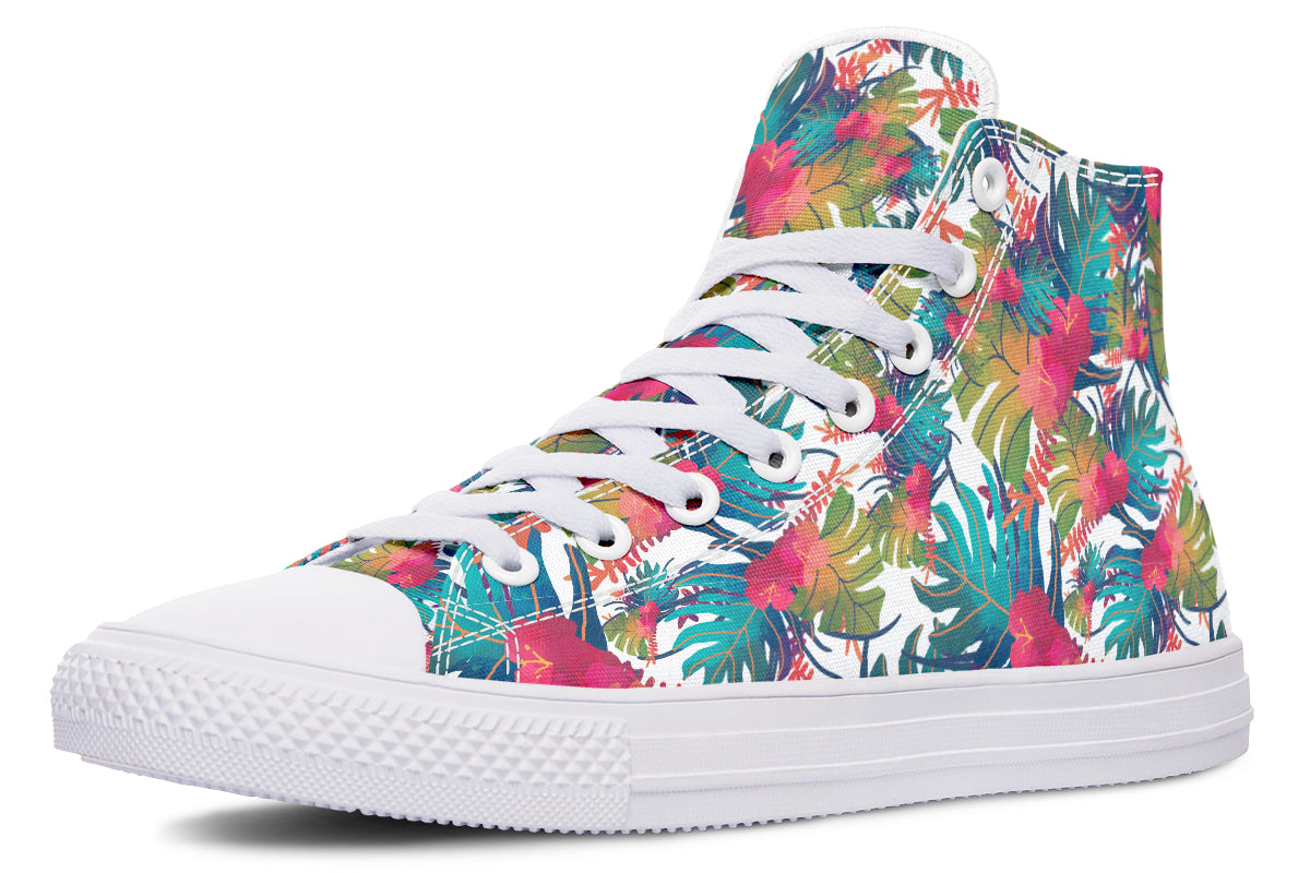 Tropical Watercolor Leaves Hightops