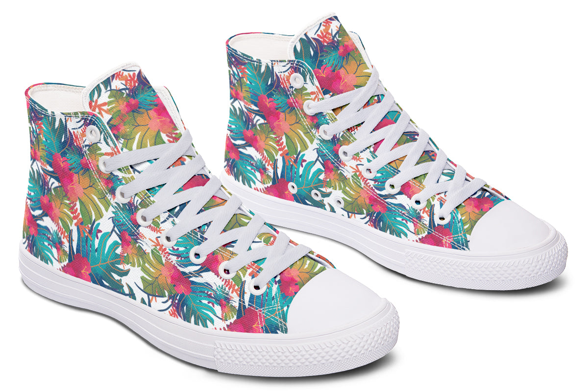 Tropical Watercolor Leaves Hightops
