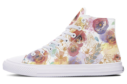 Watercolor Gold Floral Hightops