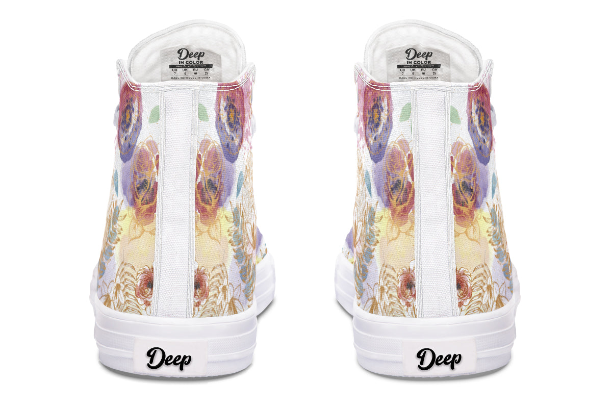 Watercolor Gold Floral Hightops