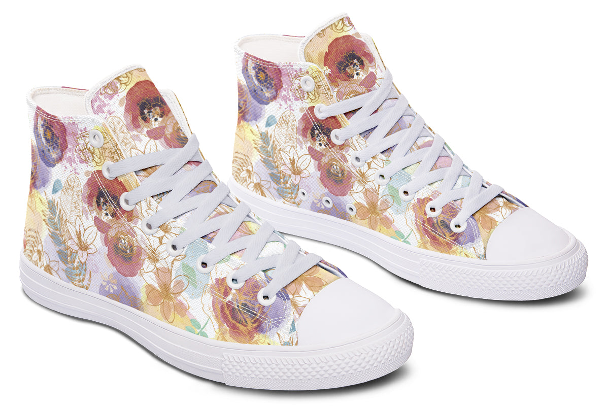 Watercolor Gold Floral Hightops