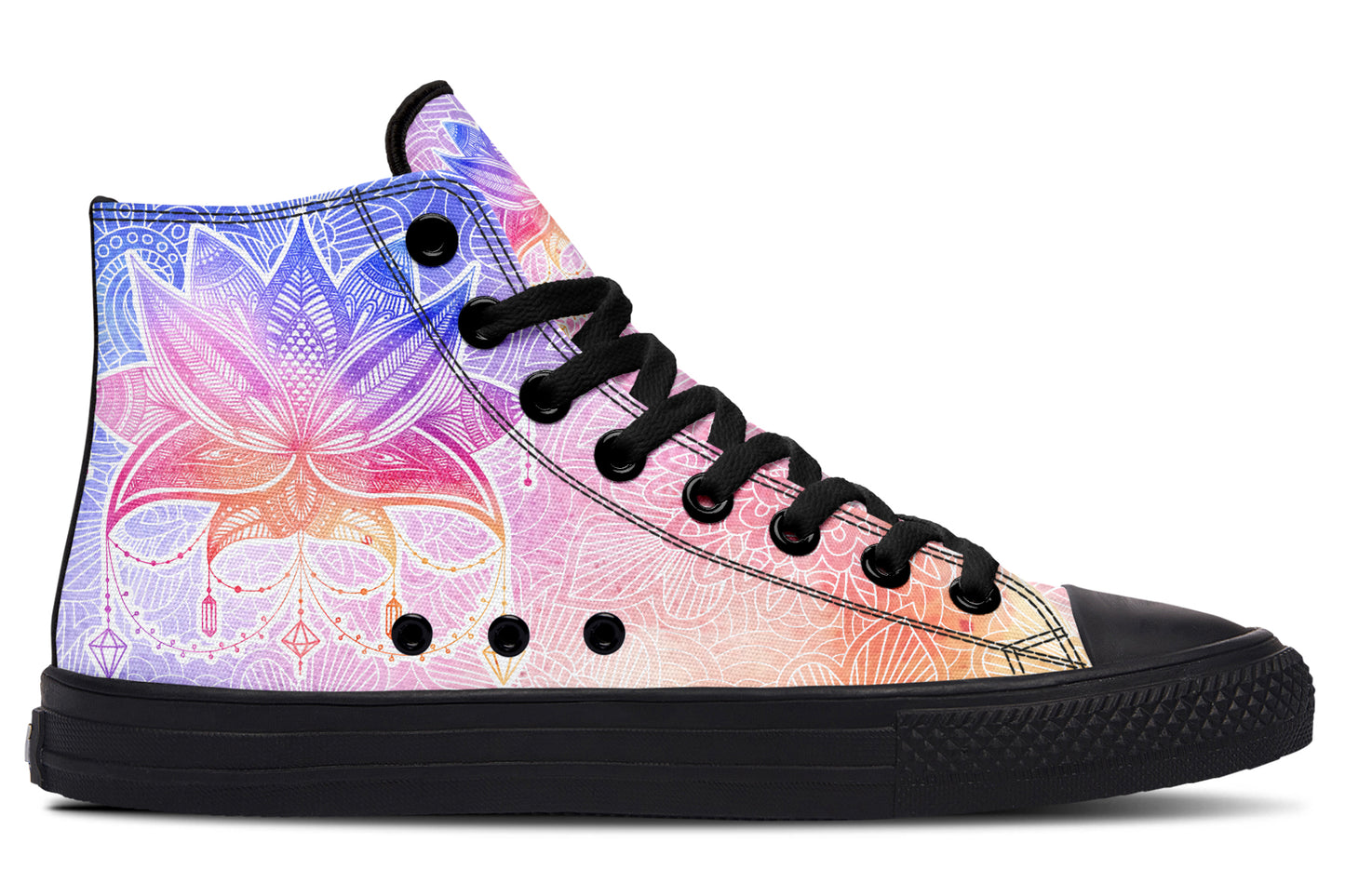 Watercolor Mandala Lotus Flower Hightops
