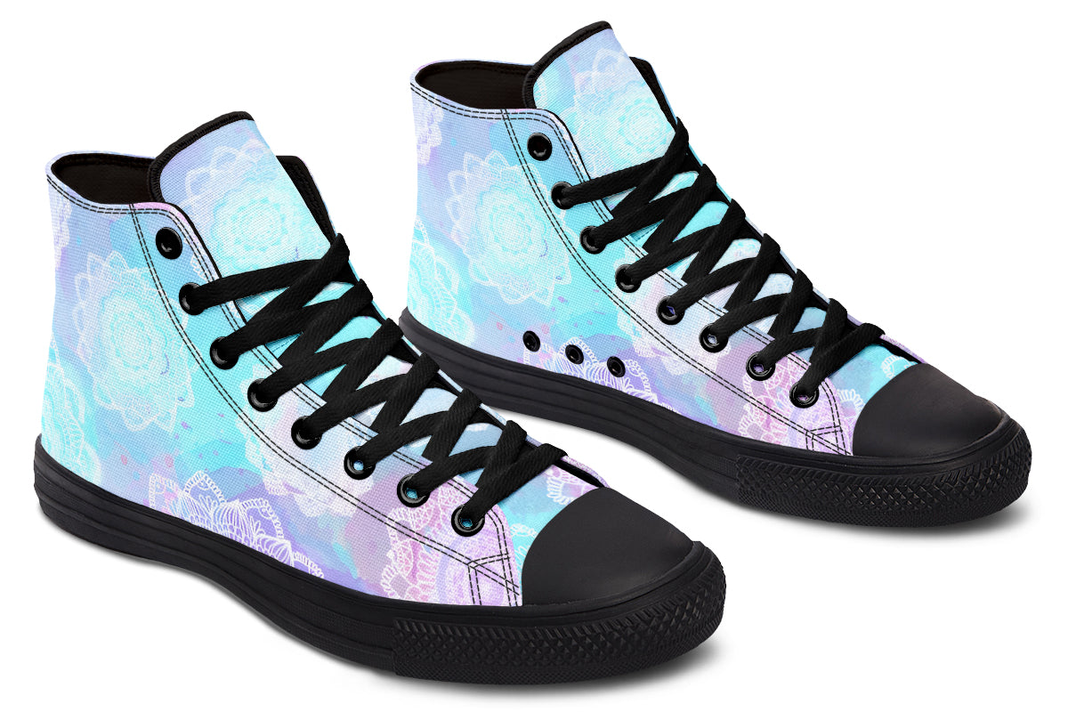 Watercolor Pastel White Mandala Hightops