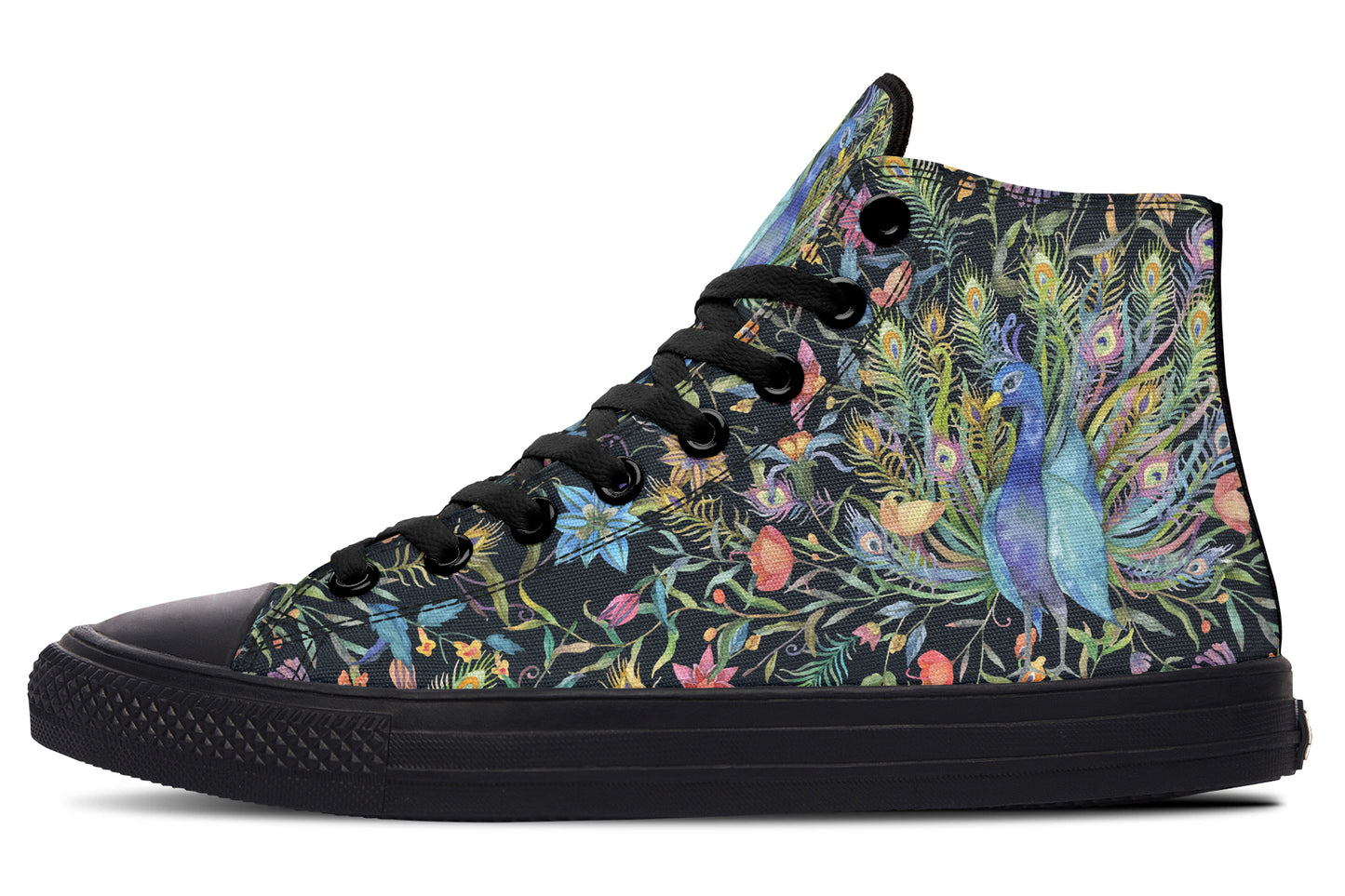 Watercolor Peacock Floral Hightops