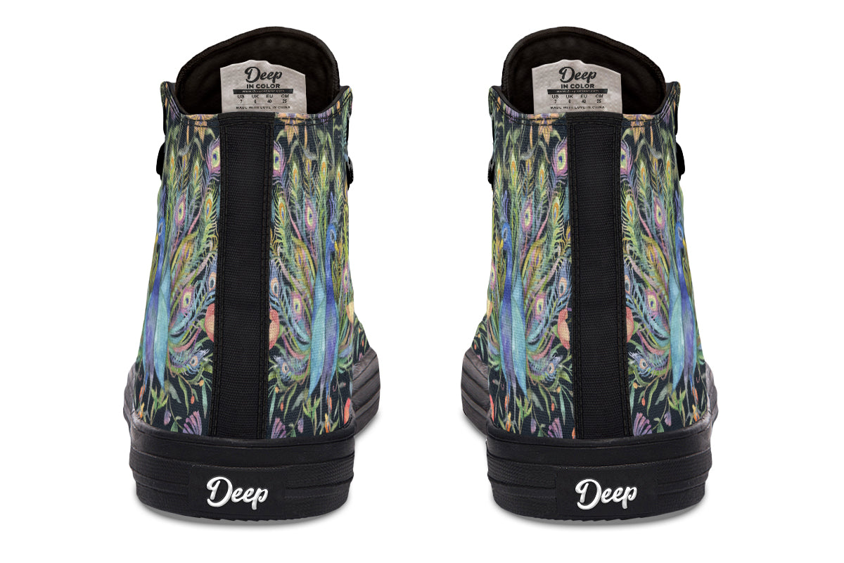 Watercolor Peacock Floral Hightops