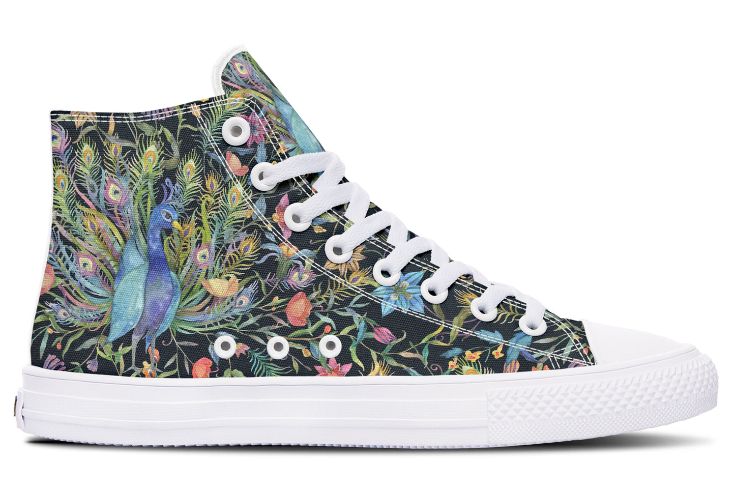 Watercolor Peacock Floral Hightops