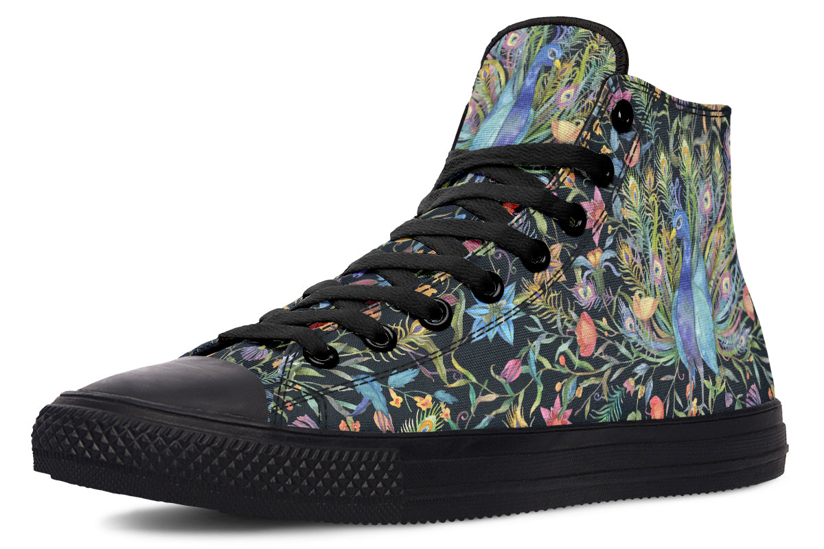 Watercolor Peacock Floral Hightops
