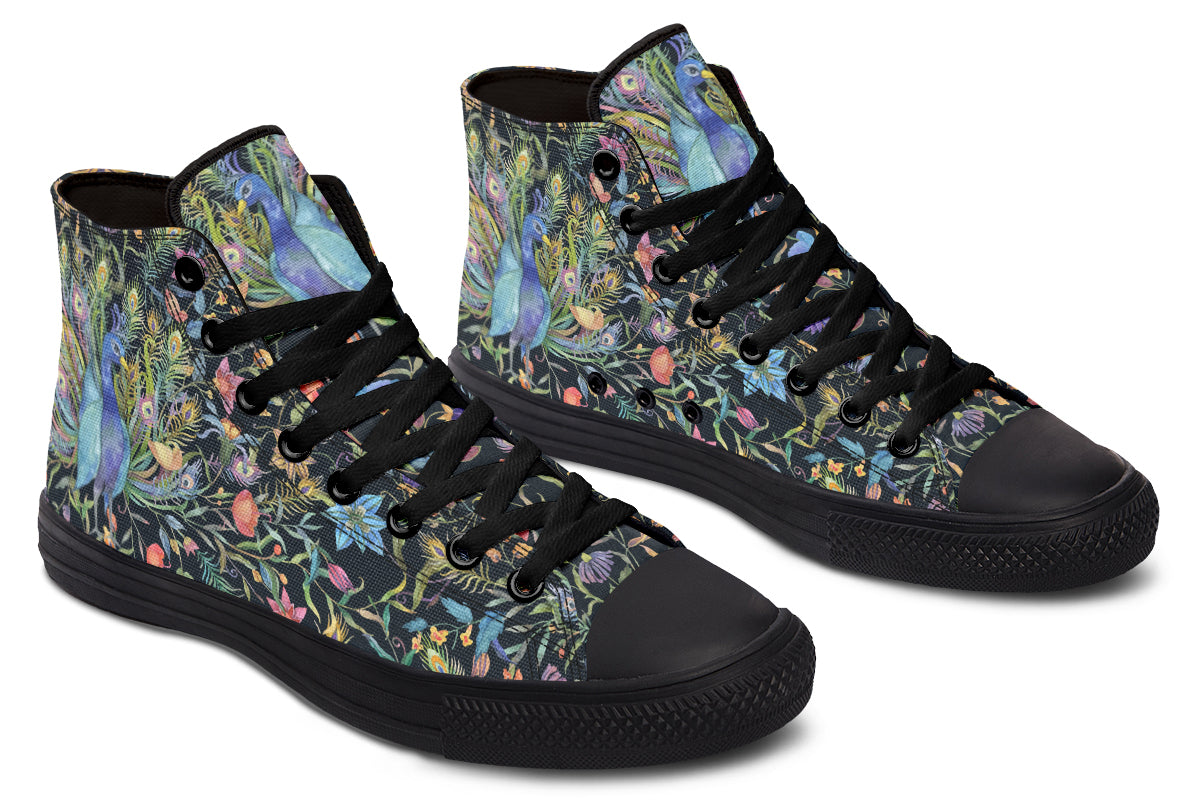 Watercolor Peacock Floral Hightops