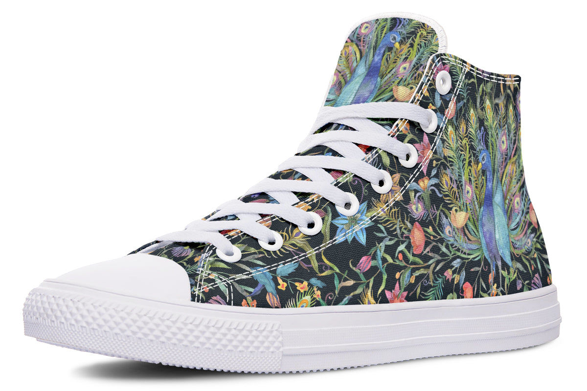 Watercolor Peacock Floral Hightops