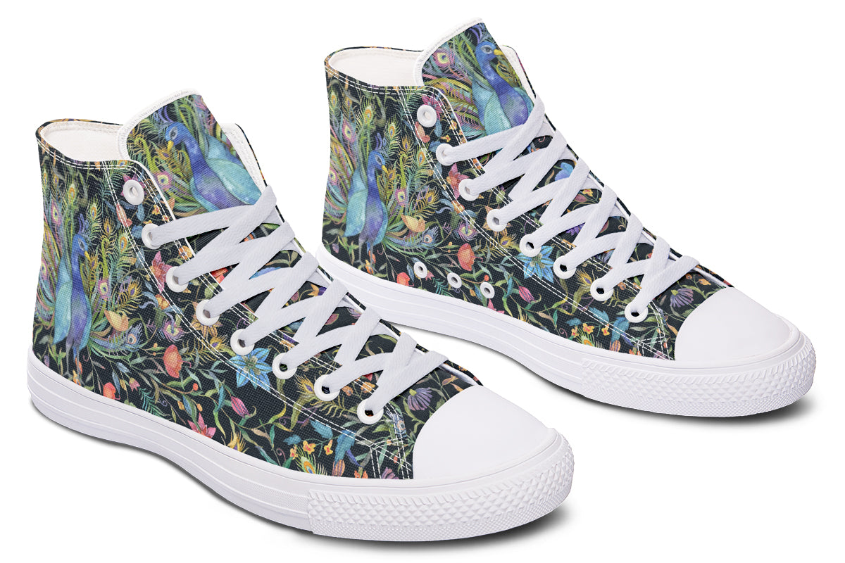 Watercolor Peacock Floral Hightops