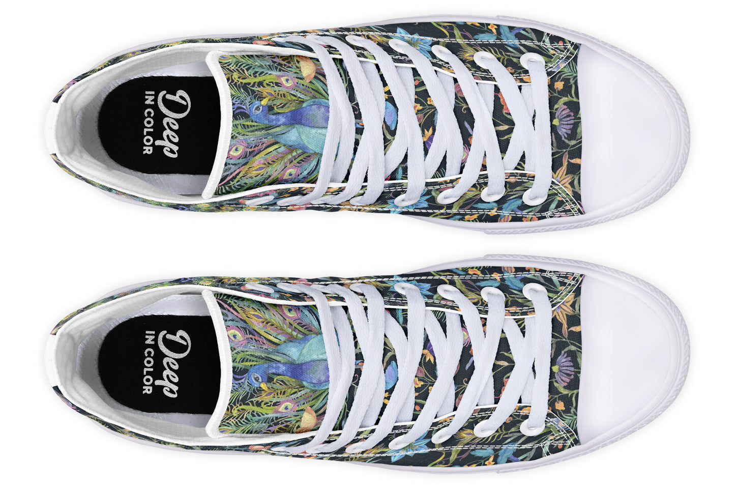 Watercolor Peacock Floral Hightops