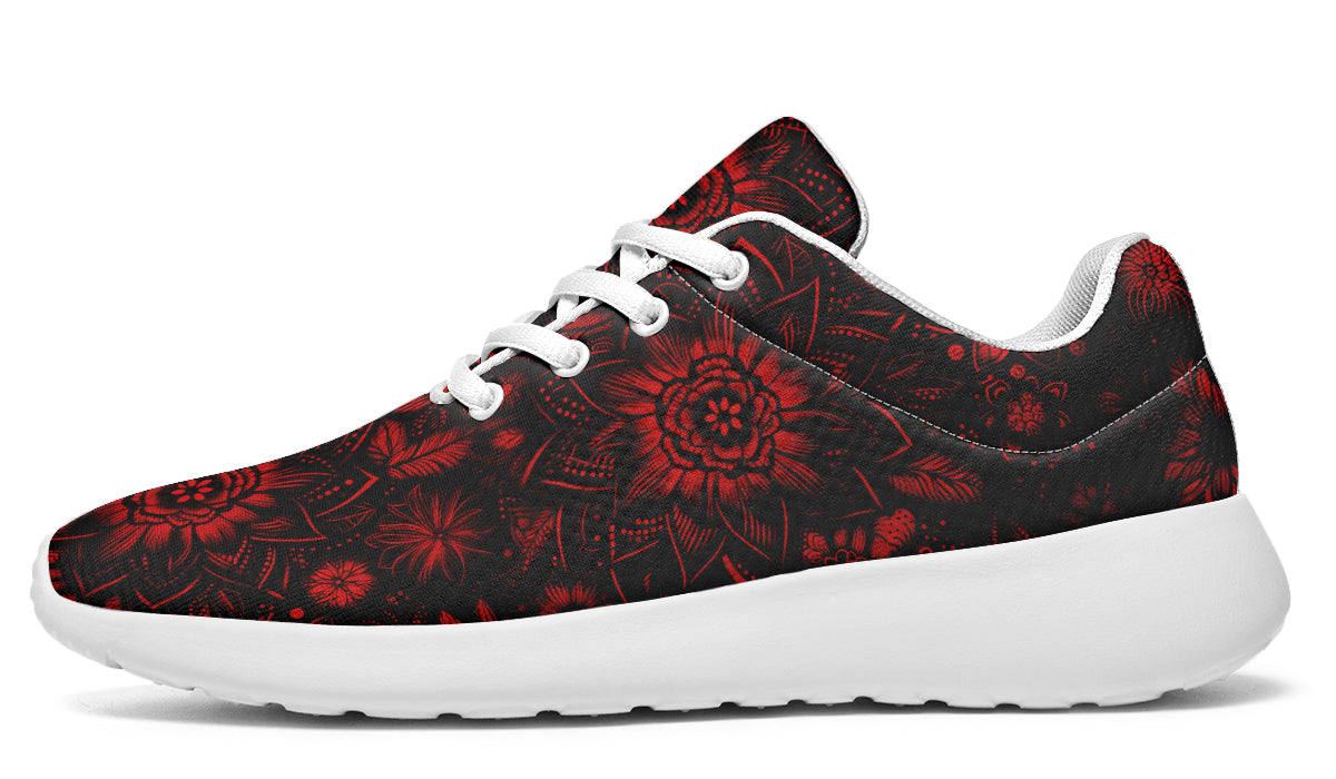 Red Mandala Flower Sneakers
